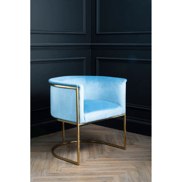 Mia Blue Velvet and Gold Statement Chair - Modern Home Interiors