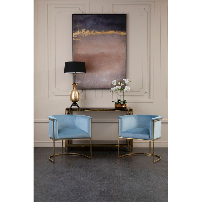 Mia Blue Velvet and Gold Statement Chair - Modern Home Interiors