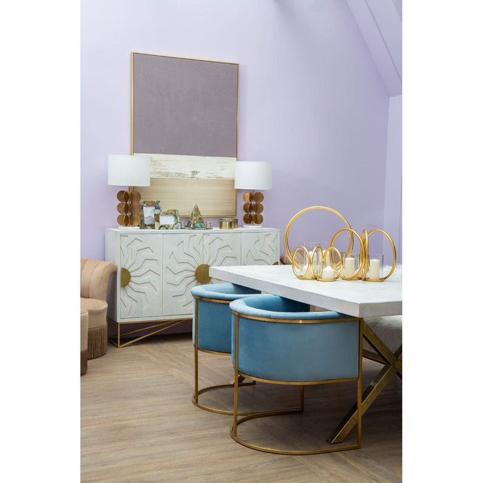 Mia Blue Velvet and Gold Statement Chair - Modern Home Interiors