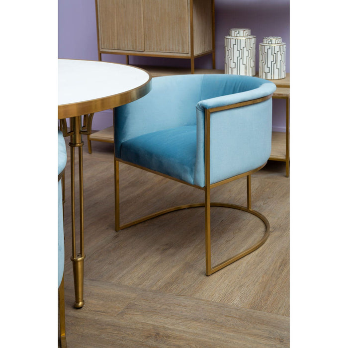 Mia Blue Velvet and Gold Statement Chair - Modern Home Interiors