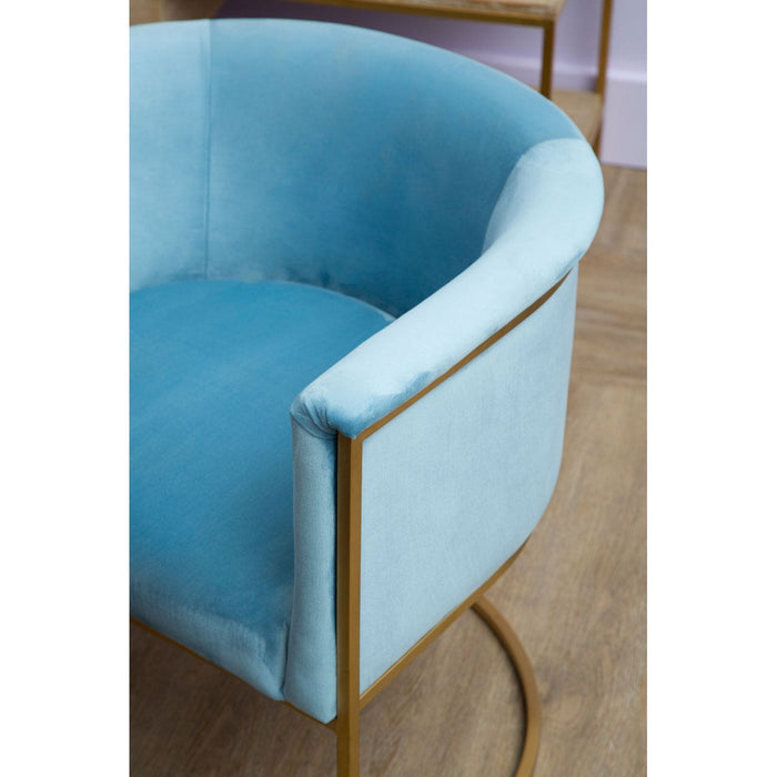 Mia Blue Velvet and Gold Statement Chair - Modern Home Interiors