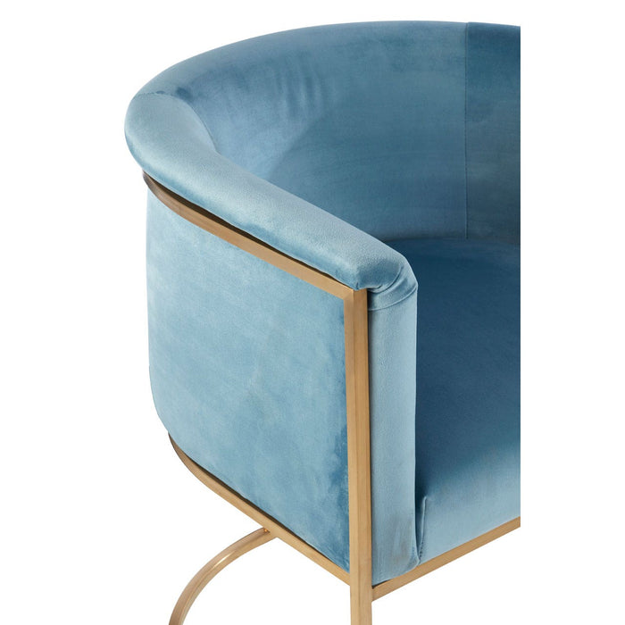 Mia Blue Velvet and Gold Statement Chair - Modern Home Interiors