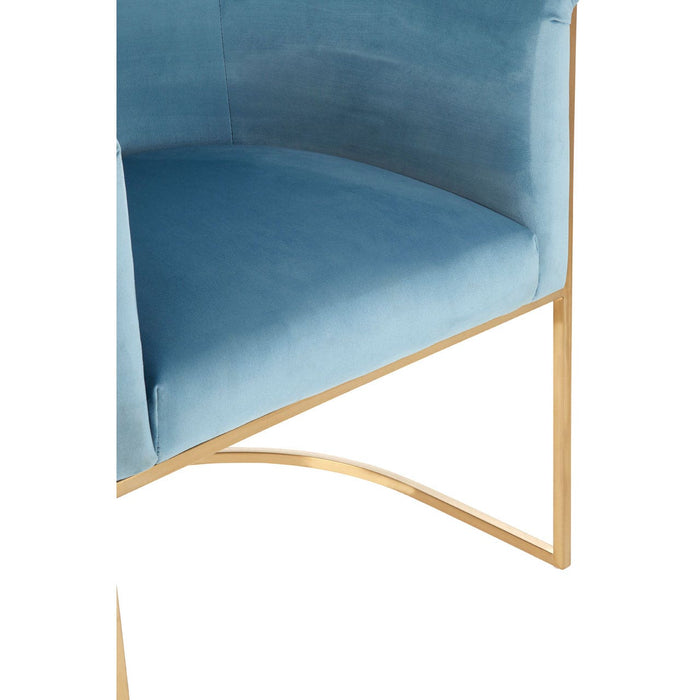 Mia Blue Velvet and Gold Statement Chair - Modern Home Interiors