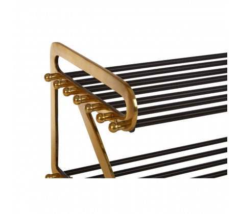 Hawkes Premium Black and Gold 2 Tier Shoe Rack - Modern Home Interiors