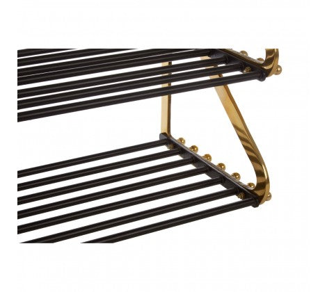 Hawkes Premium Black and Gold 2 Tier Shoe Rack - Modern Home Interiors