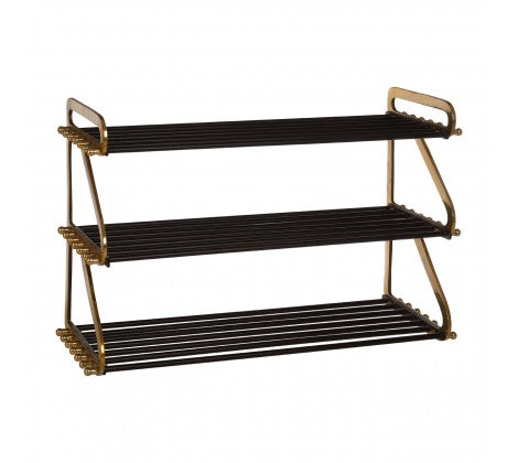 Hawkes Premium Black and Gold 3 Tier Shoe Rack - Modern Home Interiors