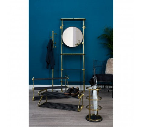 Hawkes Premium Black and Gold 3 Tier Shoe Rack - Modern Home Interiors