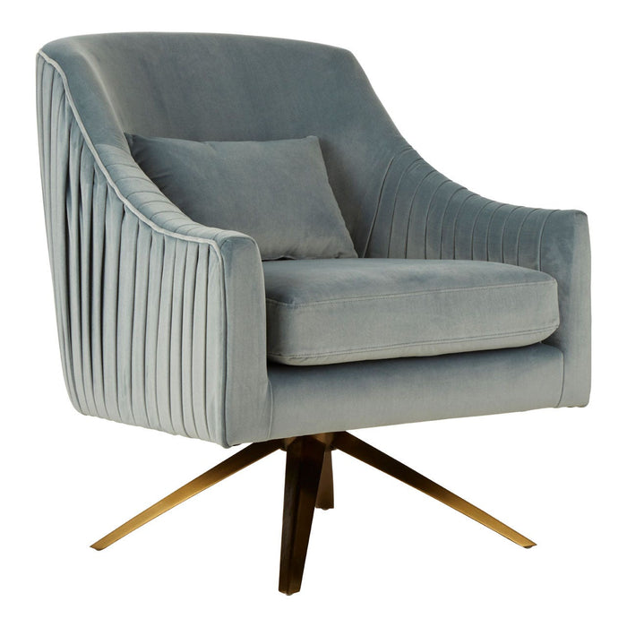 Hendricks Blue Velvet Accent Swivel Chair - Modern Home Interiors