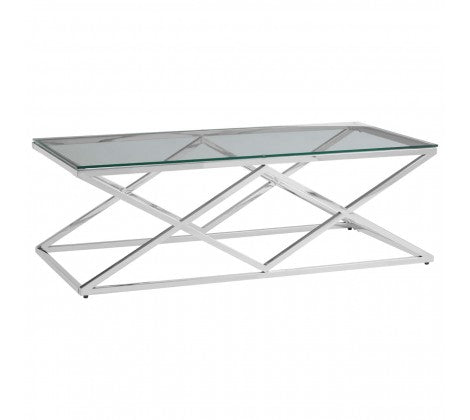 Allure Inverted Prism Base Glass Coffee Table - Modern Home Interiors