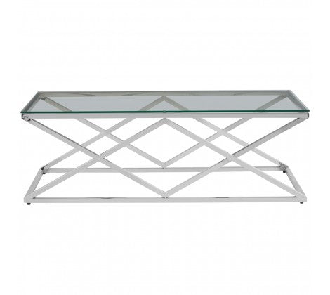 Allure Inverted Prism Base Glass Coffee Table - Modern Home Interiors