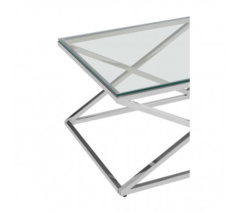 Allure Inverted Prism Base Glass Coffee Table - Modern Home Interiors