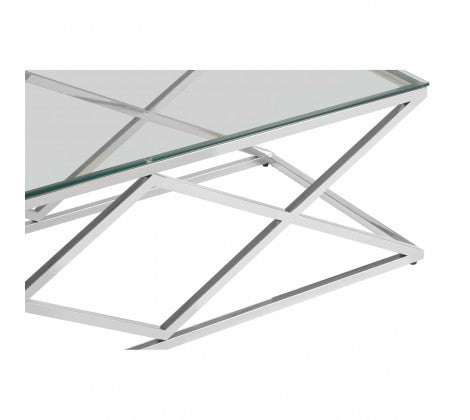 Allure Inverted Prism Base Glass Coffee Table - Modern Home Interiors