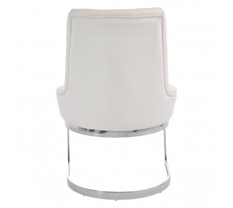 Azalea Ivory and Silver Luxe Faux Leather Dining Chair - Modern Home Interiors