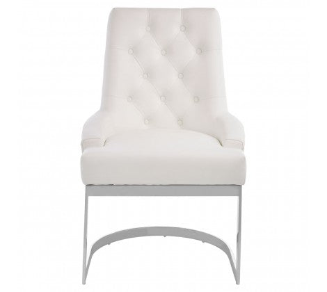 Azalea Ivory and Silver Luxe Faux Leather Dining Chair - Modern Home Interiors