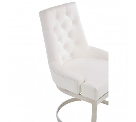 Azalea Ivory and Silver Luxe Faux Leather Dining Chair - Modern Home Interiors