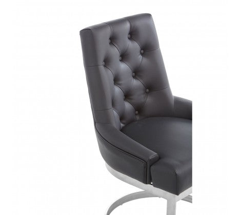 Azalea Black and Silver Luxe Faux Leather Dining Chair - Modern Home Interiors