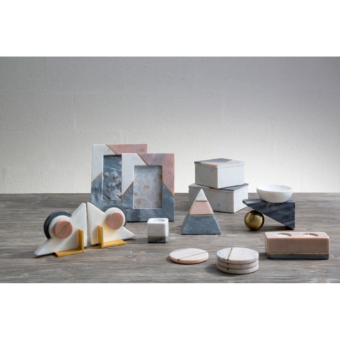 Kira Set of 4 Marble and Gold Filling Coasters - Modern Home Interiors