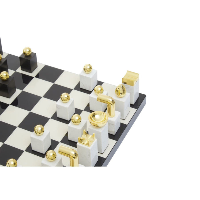 Flos Marble and Wood Luxury Chess Set - Modern Home Interiors