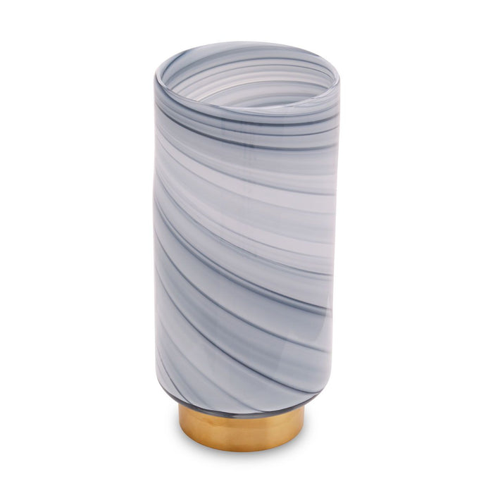 Swirl Grey Glass Vase - Large