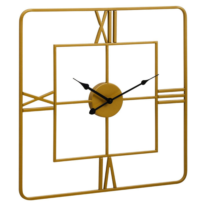 Gold Finish Rounded Square Roman Numerals Wall Clock - 50 x 50cm