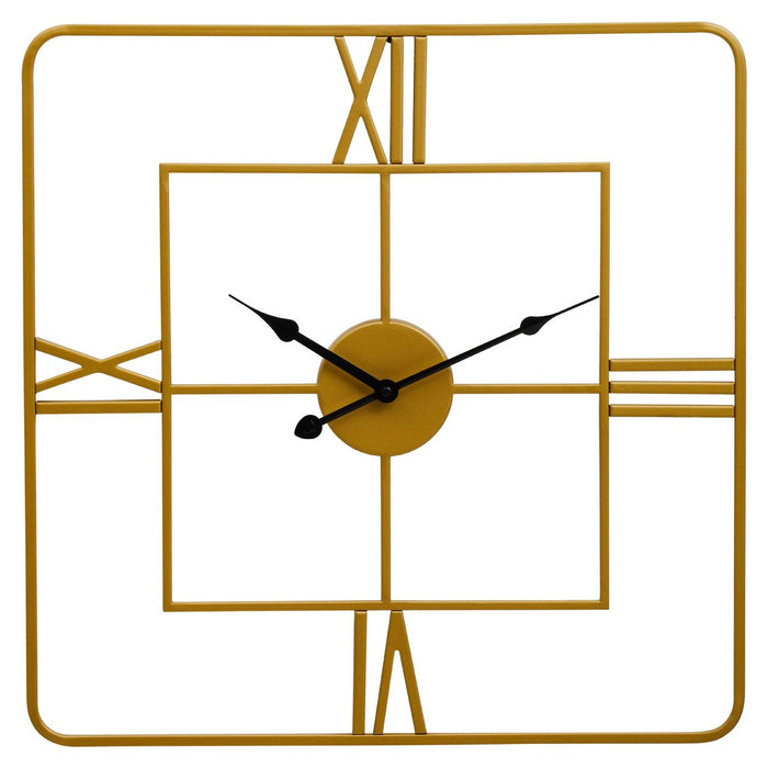 Gold Finish Rounded Square Roman Numerals Wall Clock - 50 x 50cm