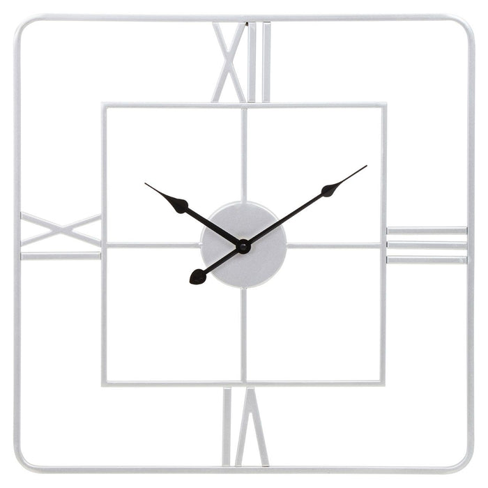 Silver Finish Rounded Square Roman Numerals Wall Clock - 50 x 50cm