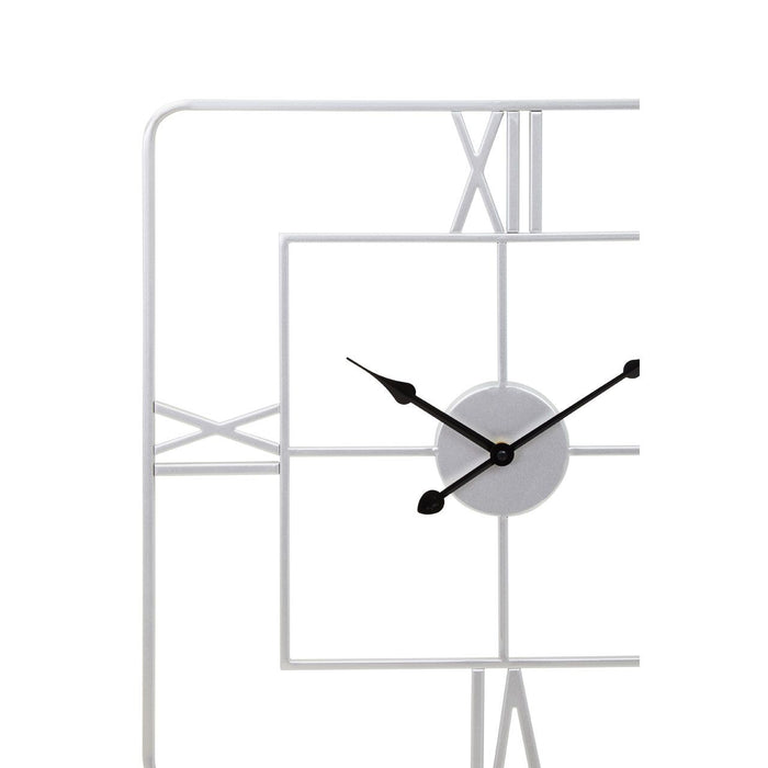 Silver Finish Rounded Square Roman Numerals Wall Clock - 50 x 50cm