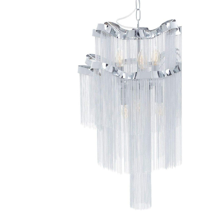 Lerici 2 Tier 6 Light Chrome Pendant - 51cm - Modern Home Interiors