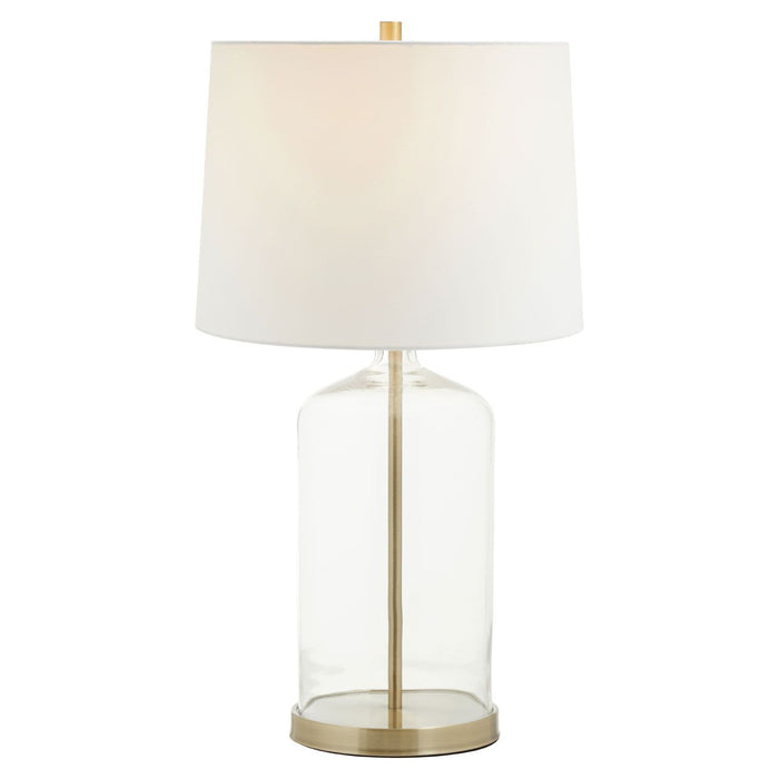 Brass Finish Table Lamp with White Fabric Shade