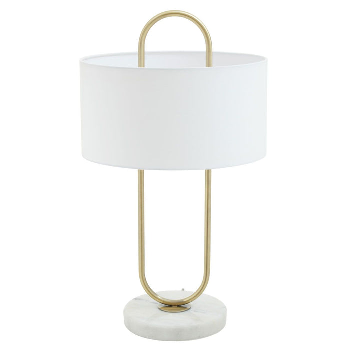 Marble Base Table Lamp with White Fabric Shade