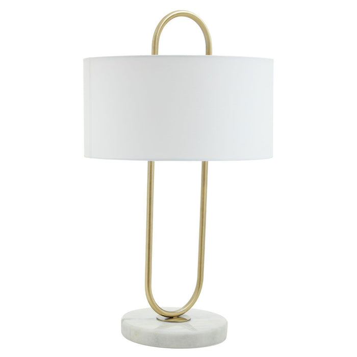 Marble Base Table Lamp with White Fabric Shade