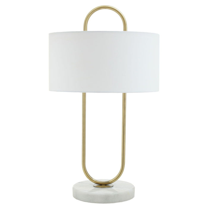 Marble Base Table Lamp with White Fabric Shade