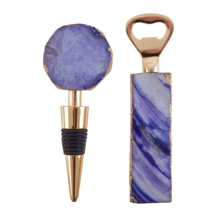 AGATA BLUE BOTTLE OPENER AND STOPPER SET - Modern Home Interiors