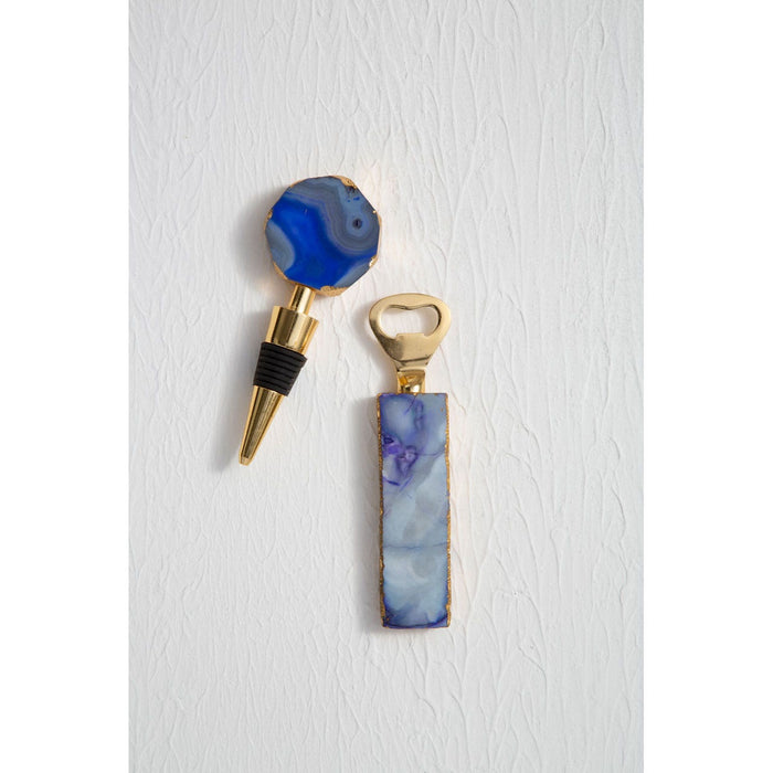 AGATA BLUE BOTTLE OPENER AND STOPPER SET - Modern Home Interiors