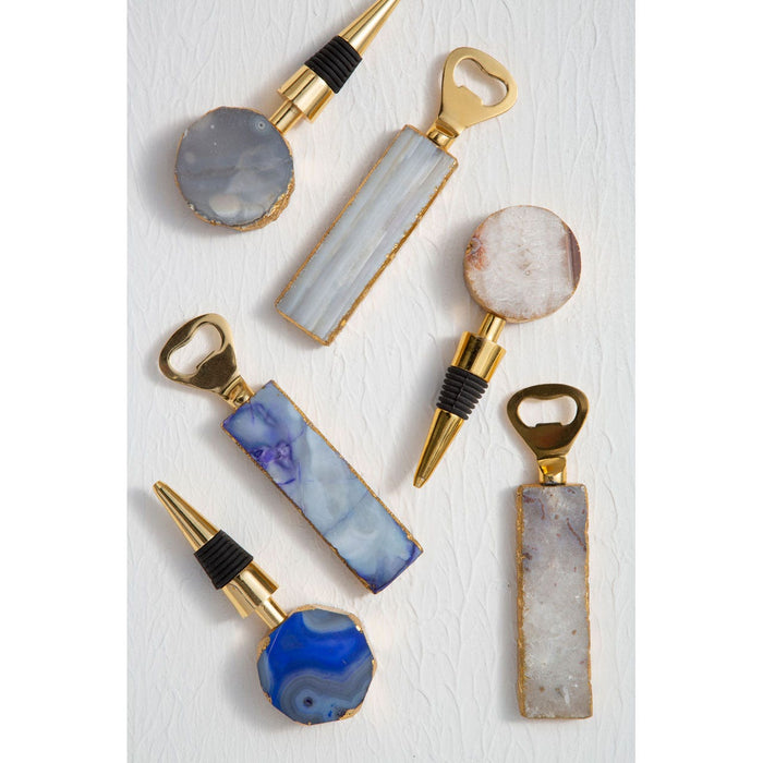 AGATA BLUE BOTTLE OPENER AND STOPPER SET - Modern Home Interiors