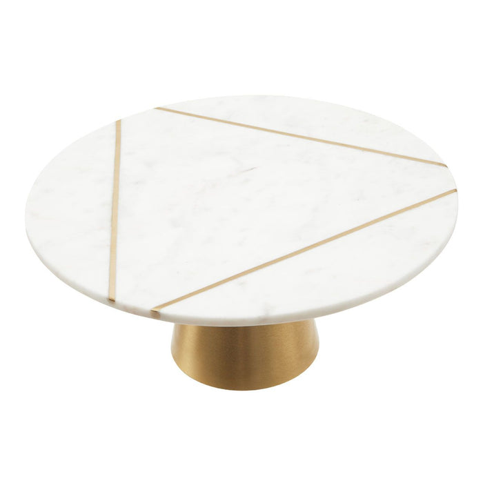 White Marble and Gold Metal Base Cake Stand