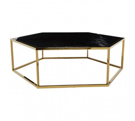 Piermount Hexagonal Black Marble Coffee Table - Modern Home Interiors