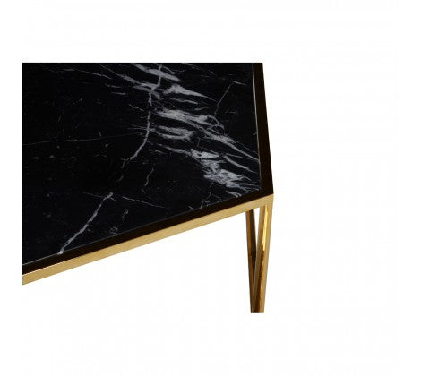 Piermount Hexagonal Black Marble Coffee Table - Modern Home Interiors