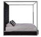 Piermount Black Velvet Luxury Canopy King Size Bed - Modern Home Interiors