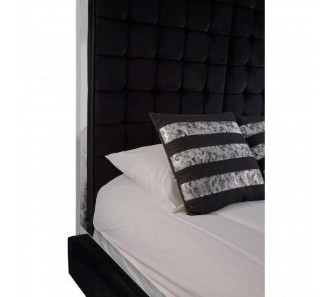 Piermount Black Velvet Luxury Canopy King Size Bed - Modern Home Interiors