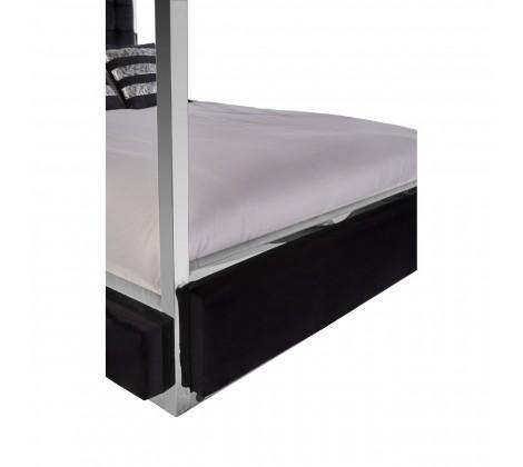 Piermount Black Velvet Luxury Canopy King Size Bed - Modern Home Interiors