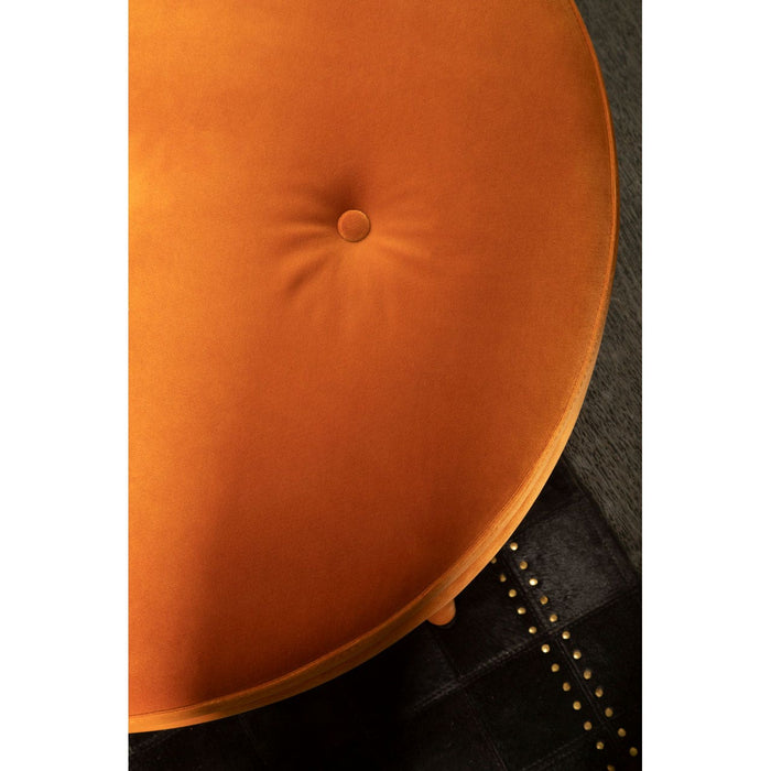 Manhattan Orange Velvet Button Tufted Footstool - Modern Home Interiors