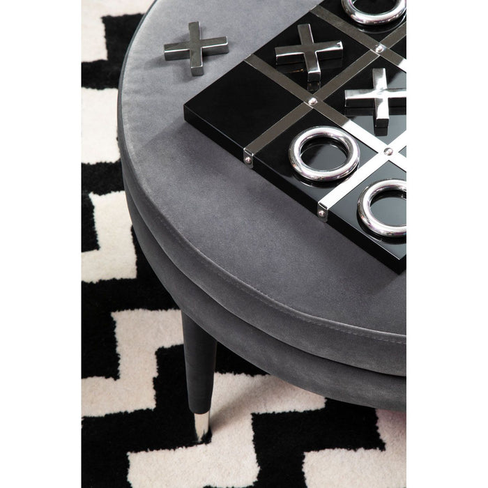 Grey/Black Velvet Footstool