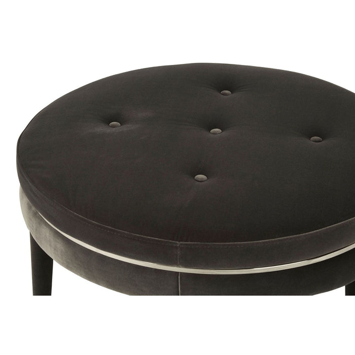 Grey/Black Velvet Footstool