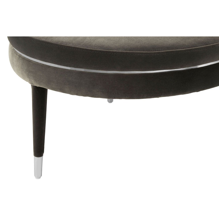 Grey/Black Velvet Footstool