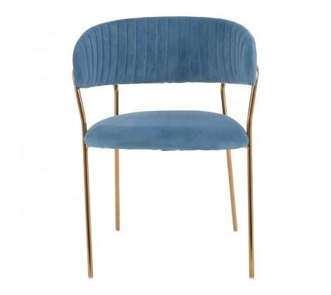 Tamzin Blue Channel Gold Finish Dining Chair - Modern Home Interiors