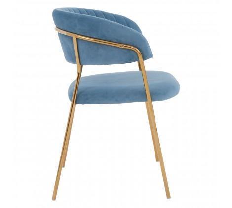 Tamzin Blue Channel Gold Finish Dining Chair - Modern Home Interiors