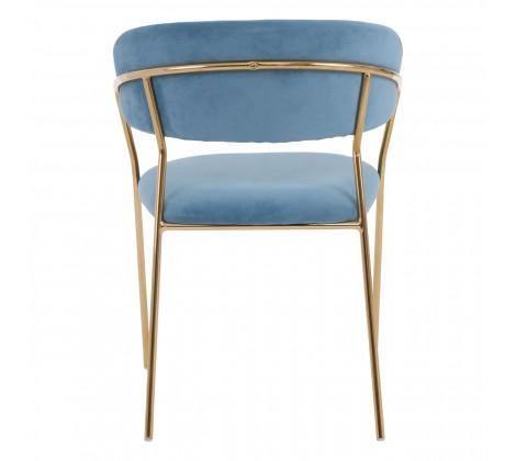 Tamzin Blue Channel Gold Finish Dining Chair - Modern Home Interiors