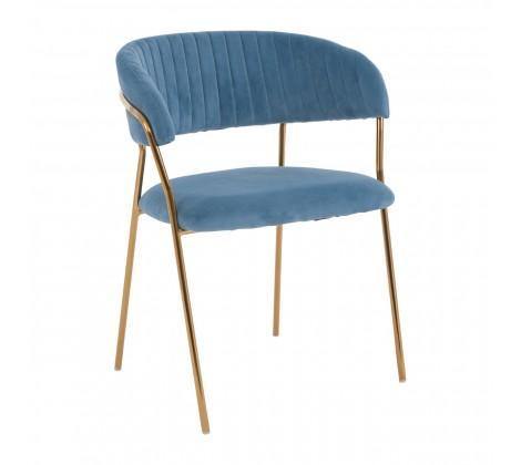 Tamzin Blue Channel Gold Finish Dining Chair - Modern Home Interiors