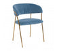 Tamzin Blue Channel Gold Finish Dining Chair - Modern Home Interiors